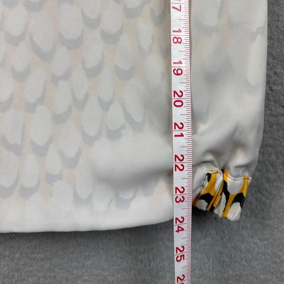 Diane Von Furstenberg Silk Blouse Black Yellow Abstract Print SZ P Quiet Luxury - Picture 6 of 9